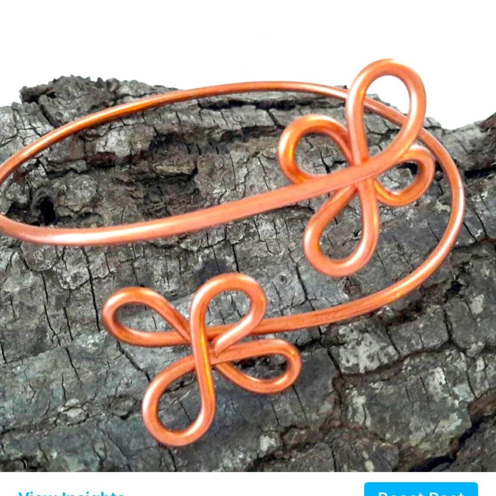 Lotus flower power 100% solid copper bracelet for stress, arthritis, and pain